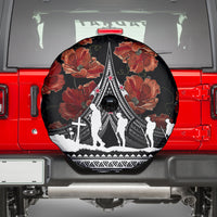 New Zealand ANZAC Day Spare Tire Cover Poppy With Polynesian Pattern - Wonder Print Shop