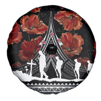 New Zealand ANZAC Day Spare Tire Cover Poppy With Polynesian Pattern - Wonder Print Shop