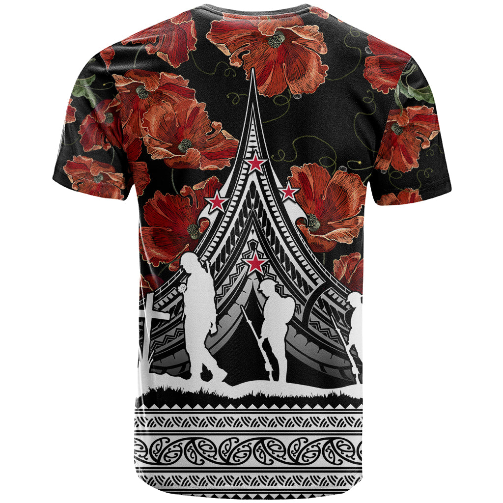 New Zealand ANZAC Day T Shirt Poppy With Polynesian Pattern - Wonder Print Shop