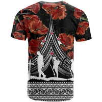 New Zealand ANZAC Day T Shirt Poppy With Polynesian Pattern - Wonder Print Shop
