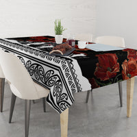 New Zealand ANZAC Day Tablecloth Poppy With Polynesian Pattern - Wonder Print Shop