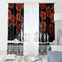 New Zealand ANZAC Day Window Curtain Poppy With Polynesian Pattern - Wonder Print Shop