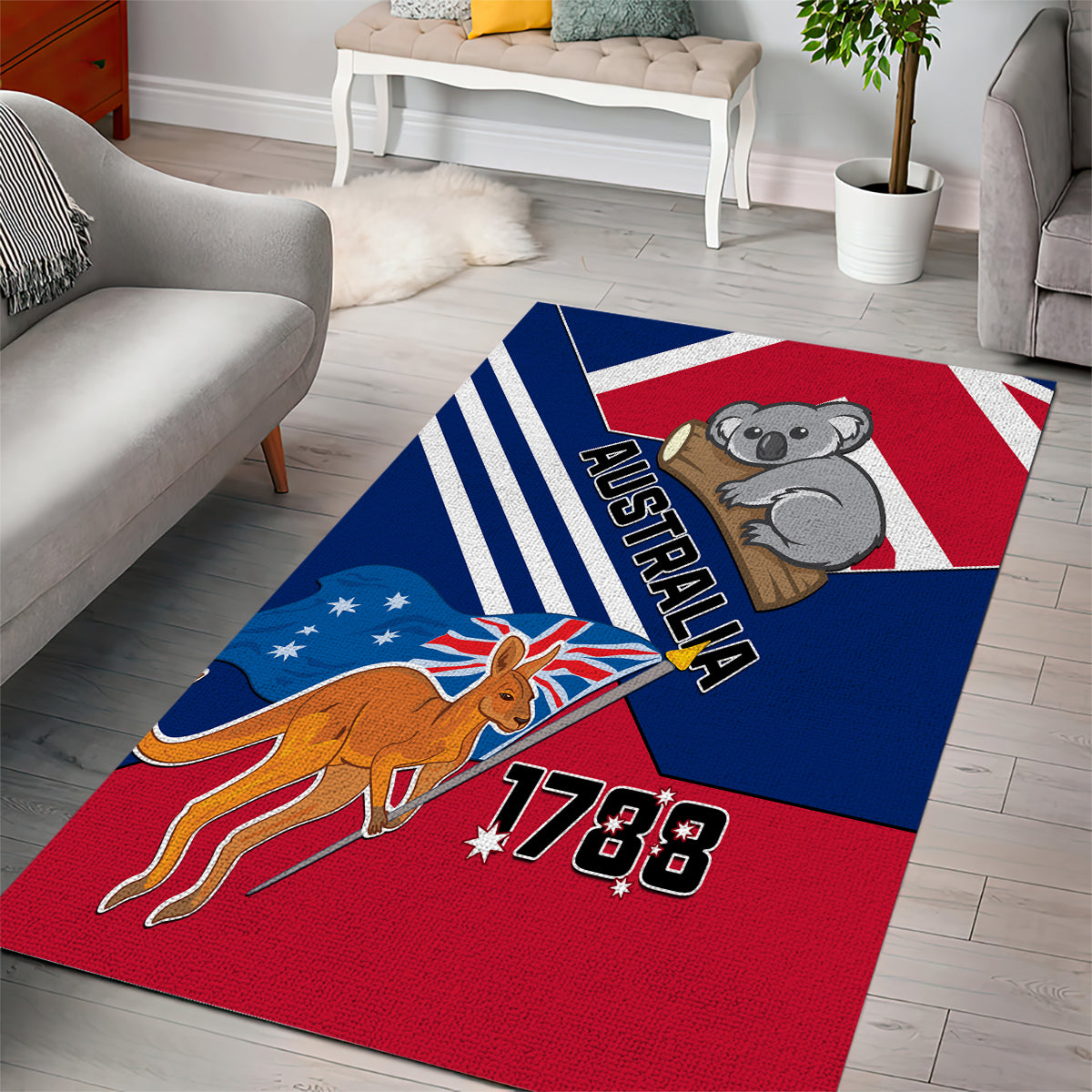 Australia Day Kangaroo and Koala With Flag Area Rug - Wonder Print Shop