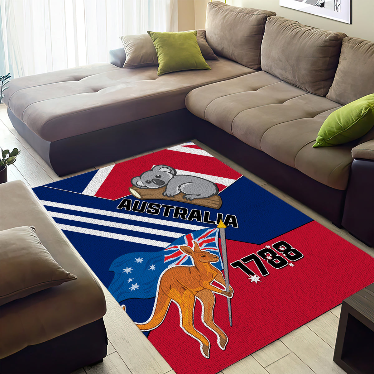 Australia Day Kangaroo and Koala With Flag Area Rug - Wonder Print Shop