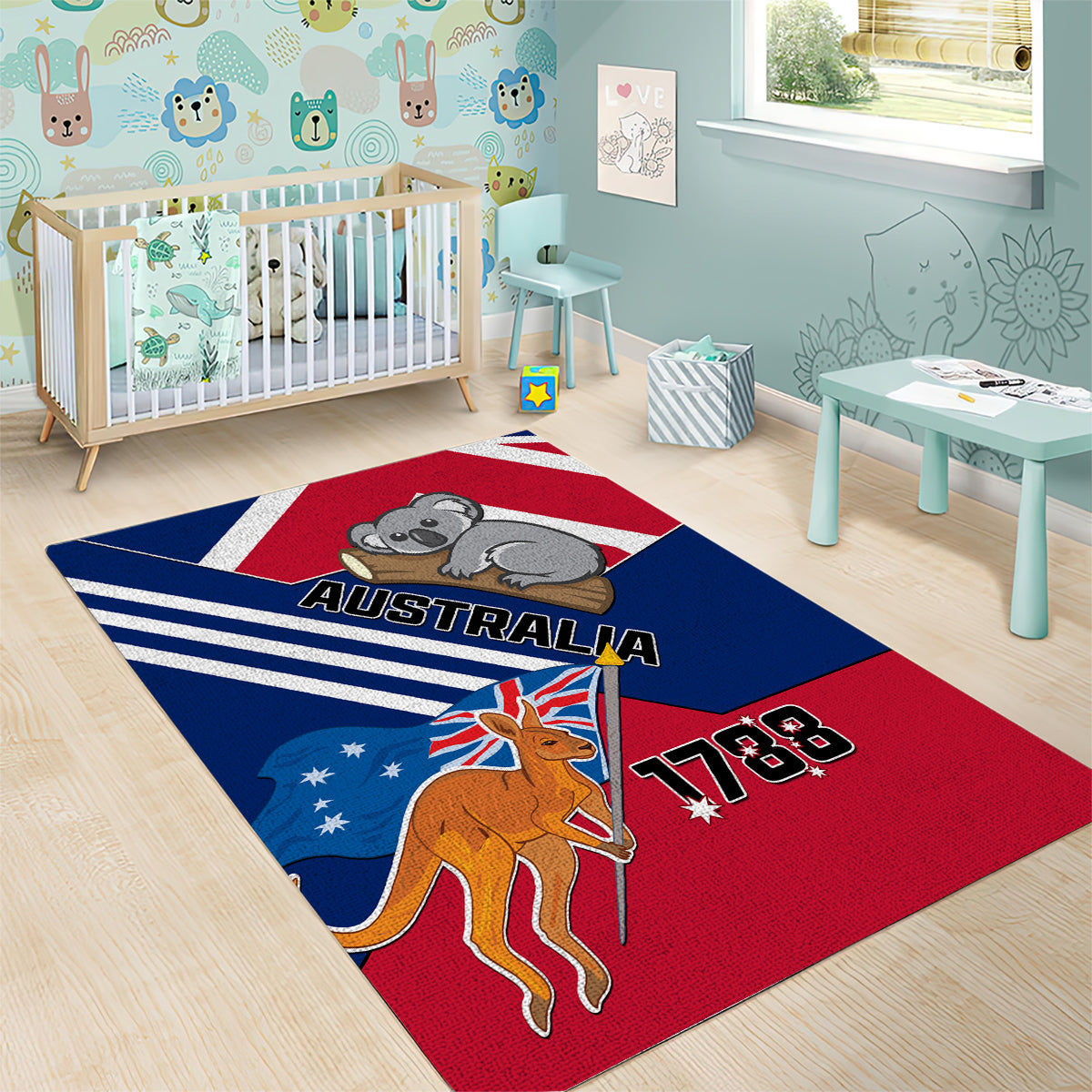 Australia Day Kangaroo and Koala With Flag Area Rug - Wonder Print Shop