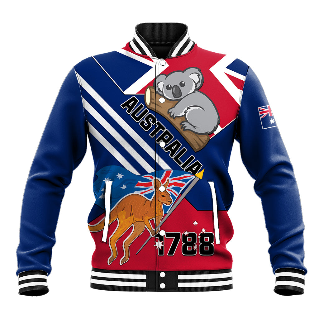 Australia Day Kangaroo and Koala With Flag Baseball Jacket - Wonder Print Shop