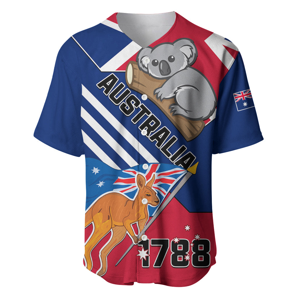 Australia Day Kangaroo and Koala With Flag Baseball Jersey - Wonder Print Shop