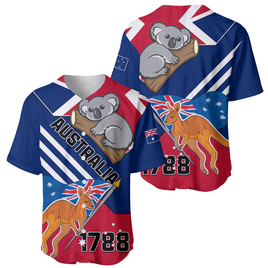 Australia Day Kangaroo and Koala With Flag Baseball Jersey - Wonder Print Shop