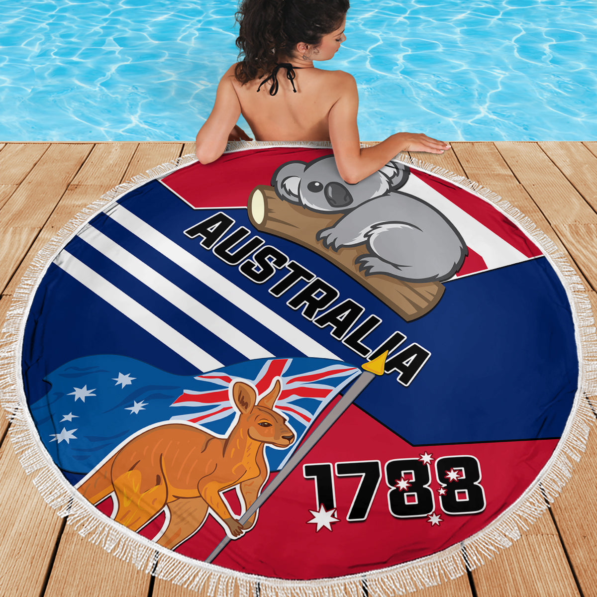 Australia Day Kangaroo and Koala With Flag Beach Blanket - Wonder Print Shop