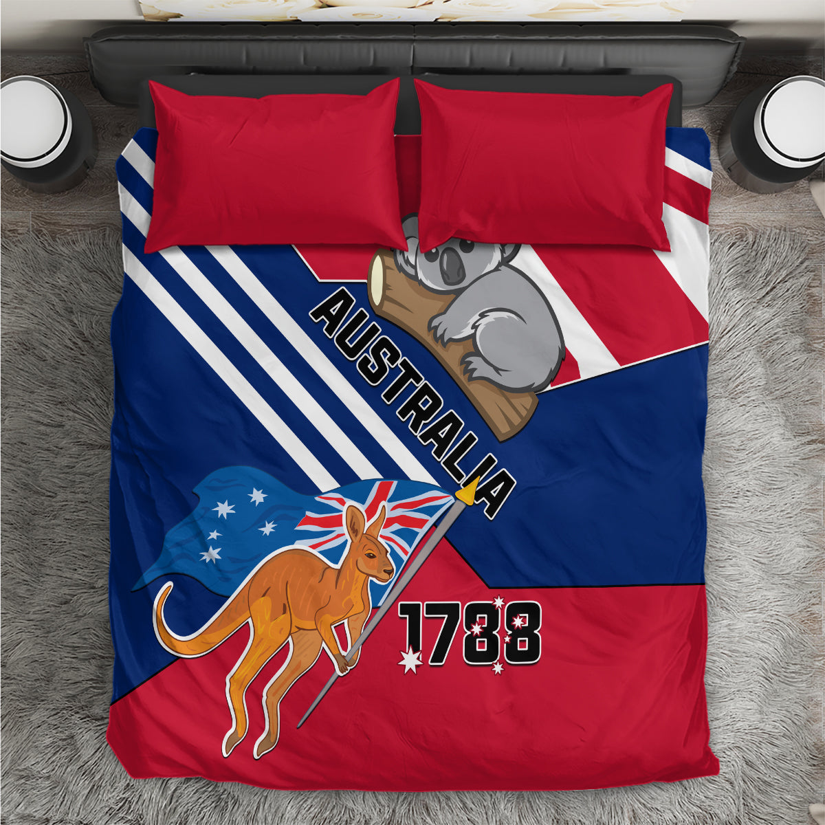 Australia Day Kangaroo and Koala With Flag Bedding Set - Wonder Print Shop