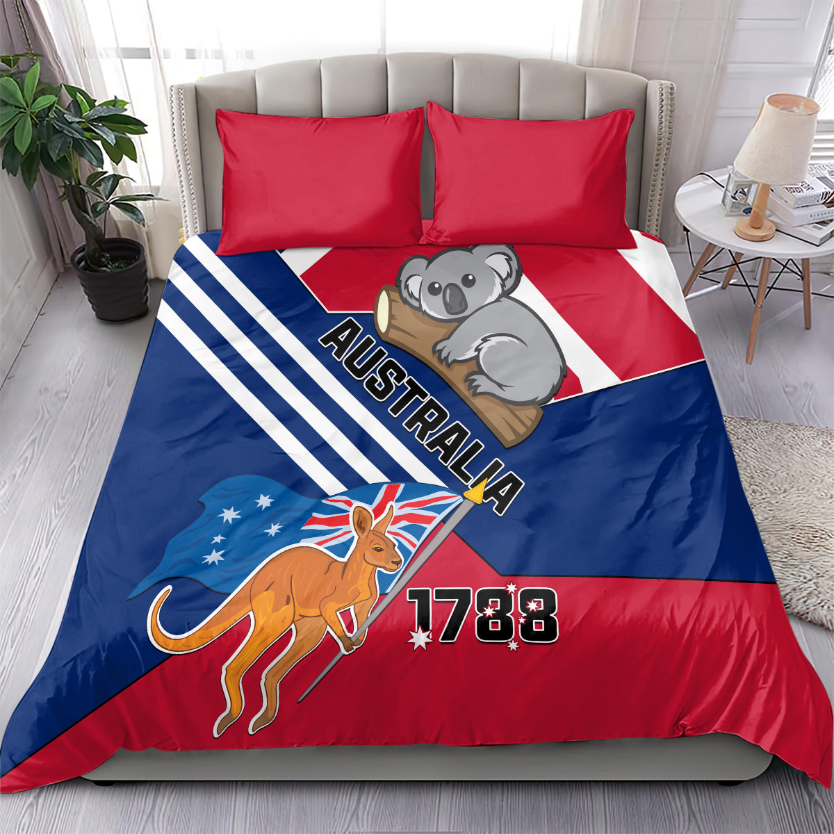 Australia Day Kangaroo and Koala With Flag Bedding Set - Wonder Print Shop