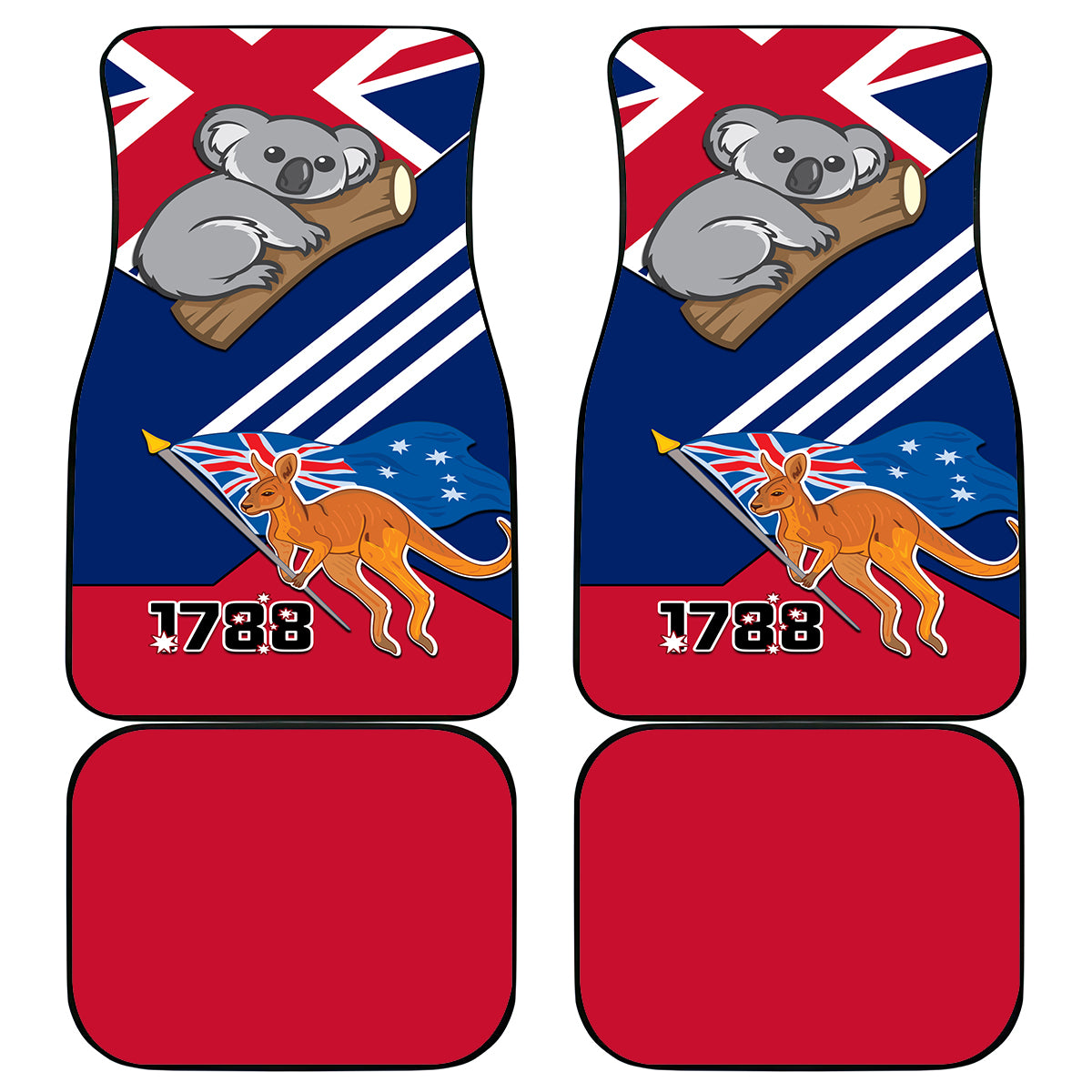 Australia Day Kangaroo and Koala With Flag Car Mats - Wonder Print Shop
