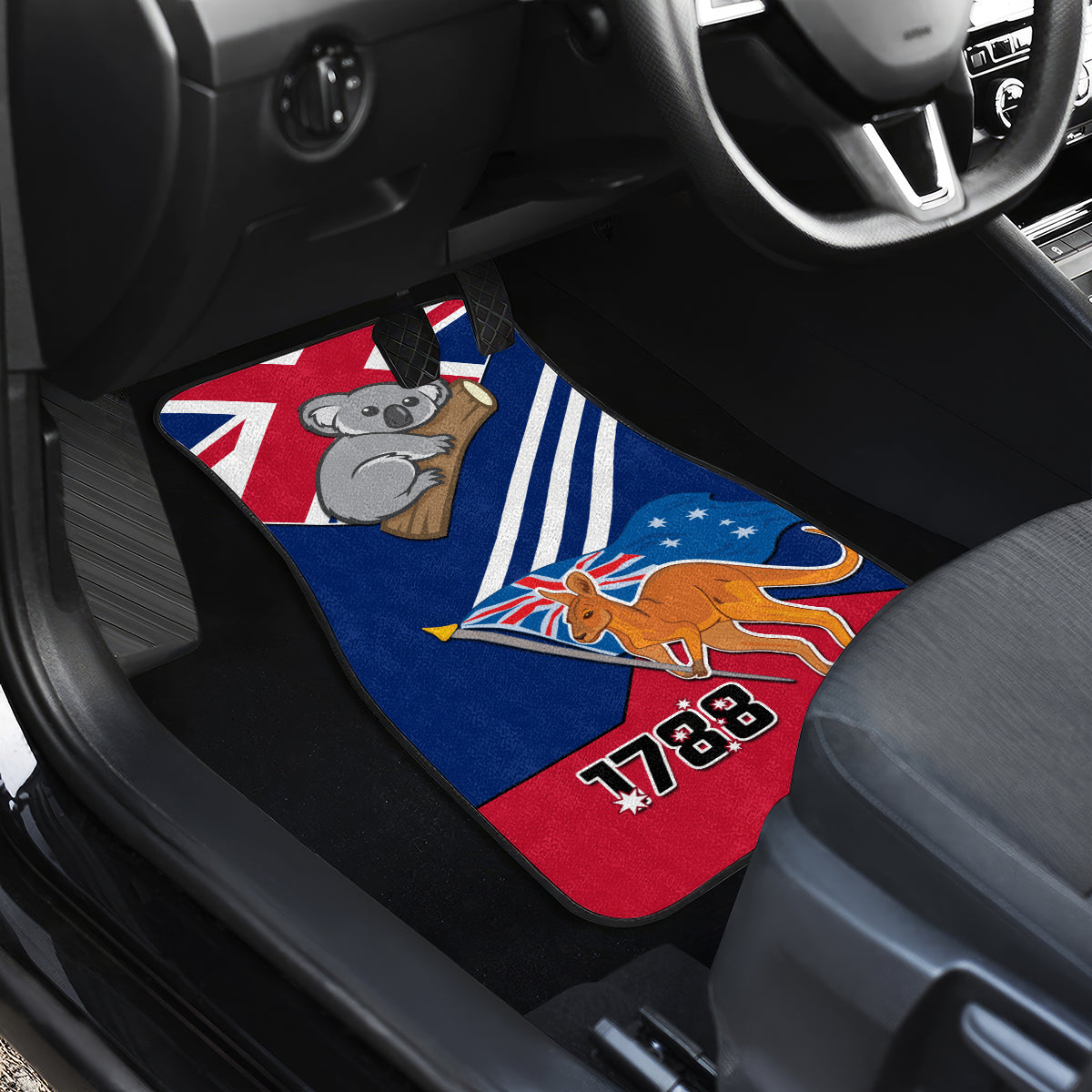 Australia Day Kangaroo and Koala With Flag Car Mats - Wonder Print Shop