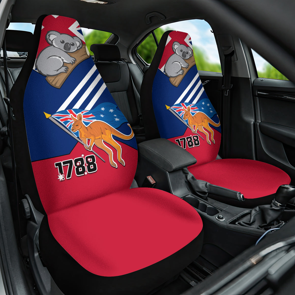 Australia Day Kangaroo and Koala With Flag Car Seat Cover - Wonder Print Shop