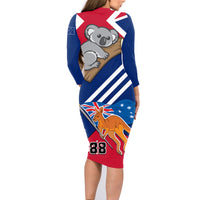 Australia Day Kangaroo and Koala With Flag Family Matching Long Sleeve Bodycon Dress and Hawaiian Shirt - Wonder Print Shop