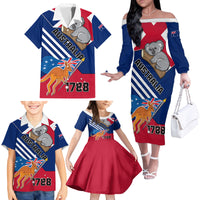 Australia Day Kangaroo and Koala With Flag Family Matching Off Shoulder Long Sleeve Dress and Hawaiian Shirt - Wonder Print Shop