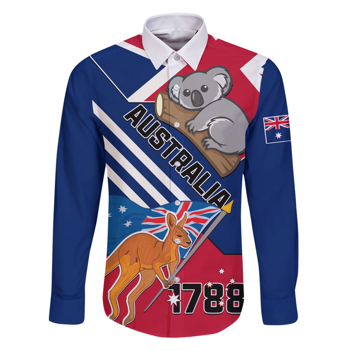 Australia Day Kangaroo and Koala With Flag Family Matching Puletasi Dress and Hawaiian Shirt - Wonder Print Shop