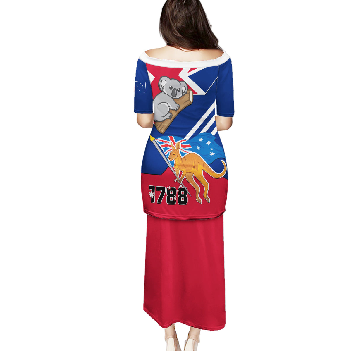 Australia Day Kangaroo and Koala With Flag Family Matching Puletasi Dress and Hawaiian Shirt - Wonder Print Shop