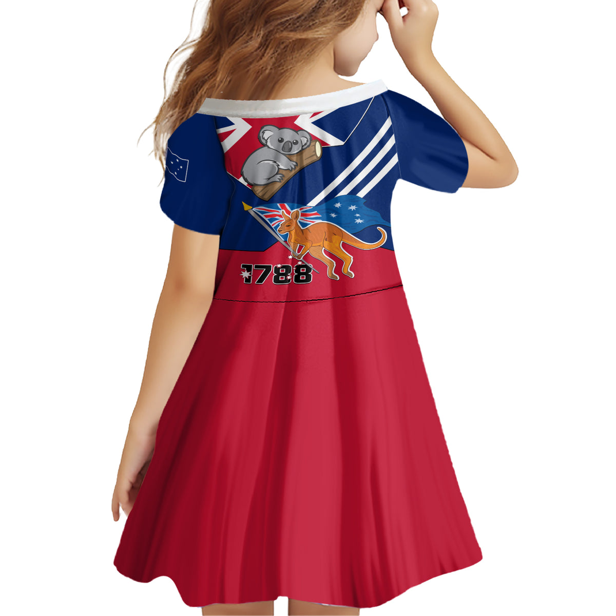 Australia Day Kangaroo and Koala With Flag Family Matching Short Sleeve Bodycon Dress and Hawaiian Shirt - Wonder Print Shop