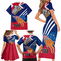 Australia Day Kangaroo and Koala With Flag Family Matching Short Sleeve Bodycon Dress and Hawaiian Shirt - Wonder Print Shop
