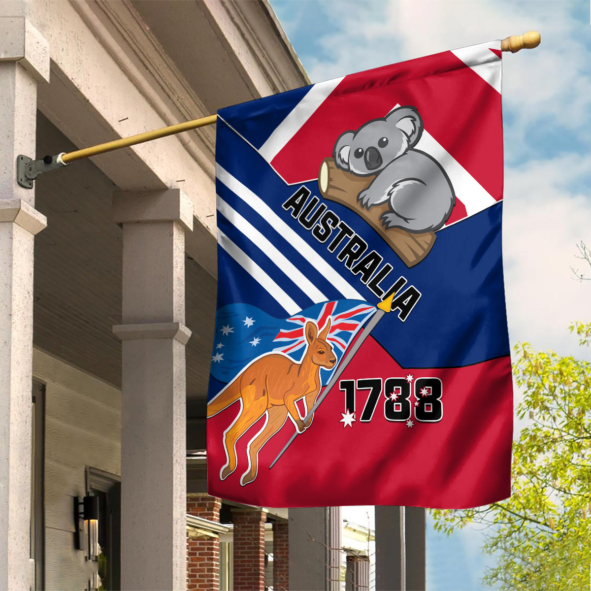 Australia Day Kangaroo and Koala With Flag Garden Flag - Wonder Print Shop