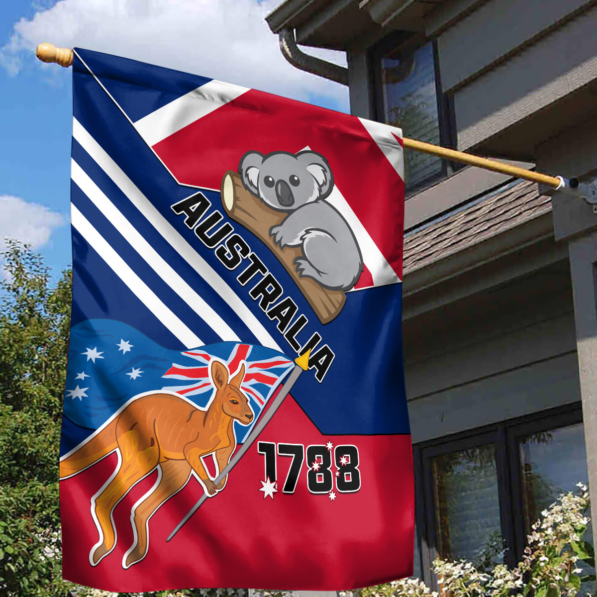 Australia Day Kangaroo and Koala With Flag Garden Flag - Wonder Print Shop