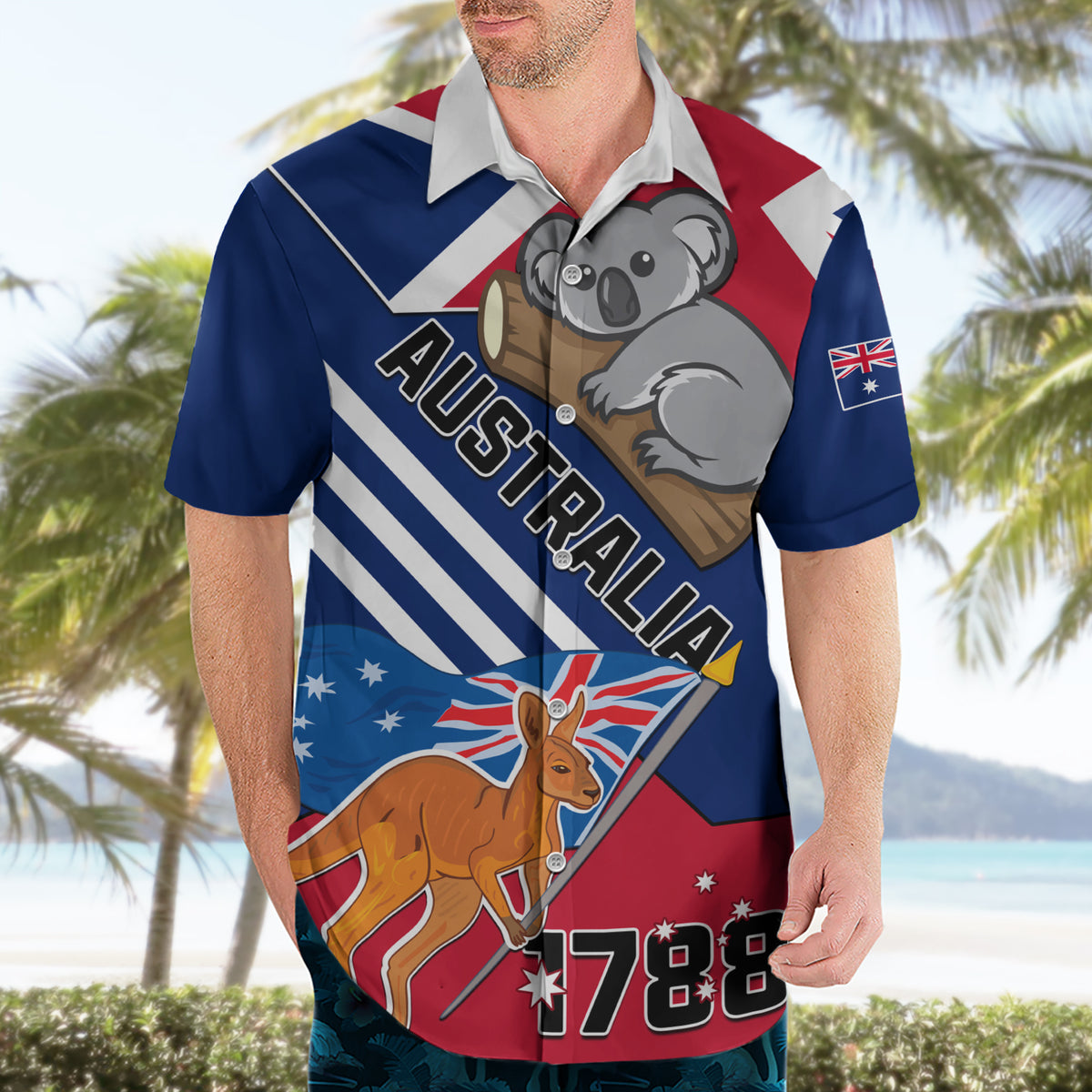 Australia Day Kangaroo and Koala With Flag Hawaiian Shirt - Wonder Print Shop