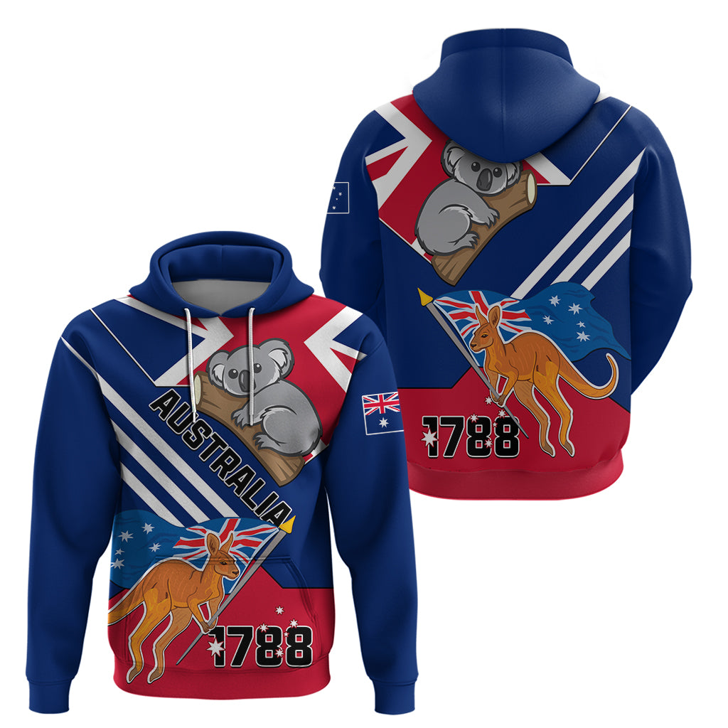 Australia Day Kangaroo and Koala With Flag Hoodie - Wonder Print Shop