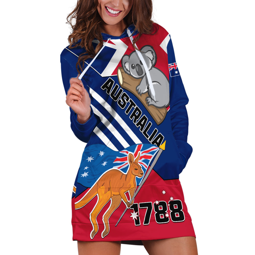 Australia Day Kangaroo and Koala With Flag Hoodie Dress - Wonder Print Shop