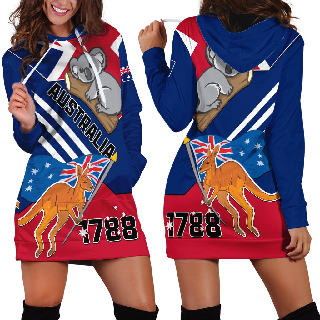 Australia Day Kangaroo and Koala With Flag Hoodie Dress - Wonder Print Shop