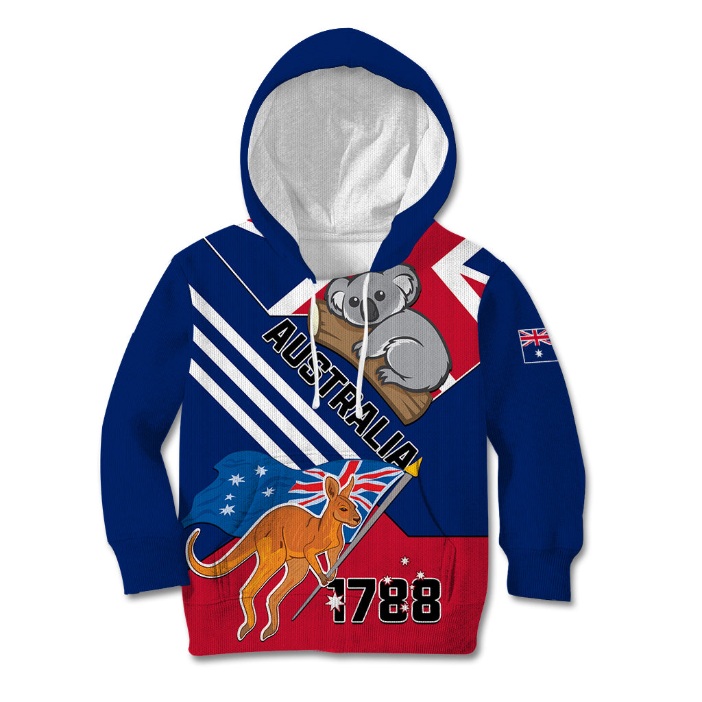 Australia Day Kangaroo and Koala With Flag Kid Hoodie - Wonder Print Shop