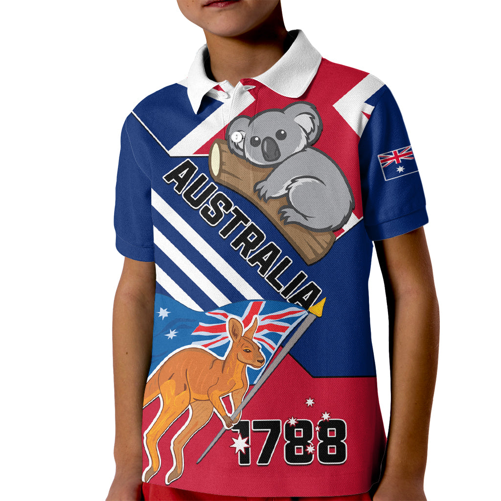 Australia Day Kangaroo and Koala With Flag Kid Polo Shirt - Wonder Print Shop