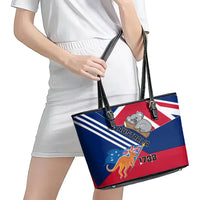 Australia Day Kangaroo and Koala With Flag Leather Tote Bag - Wonder Print Shop