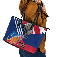 Australia Day Kangaroo and Koala With Flag Leather Tote Bag - Wonder Print Shop