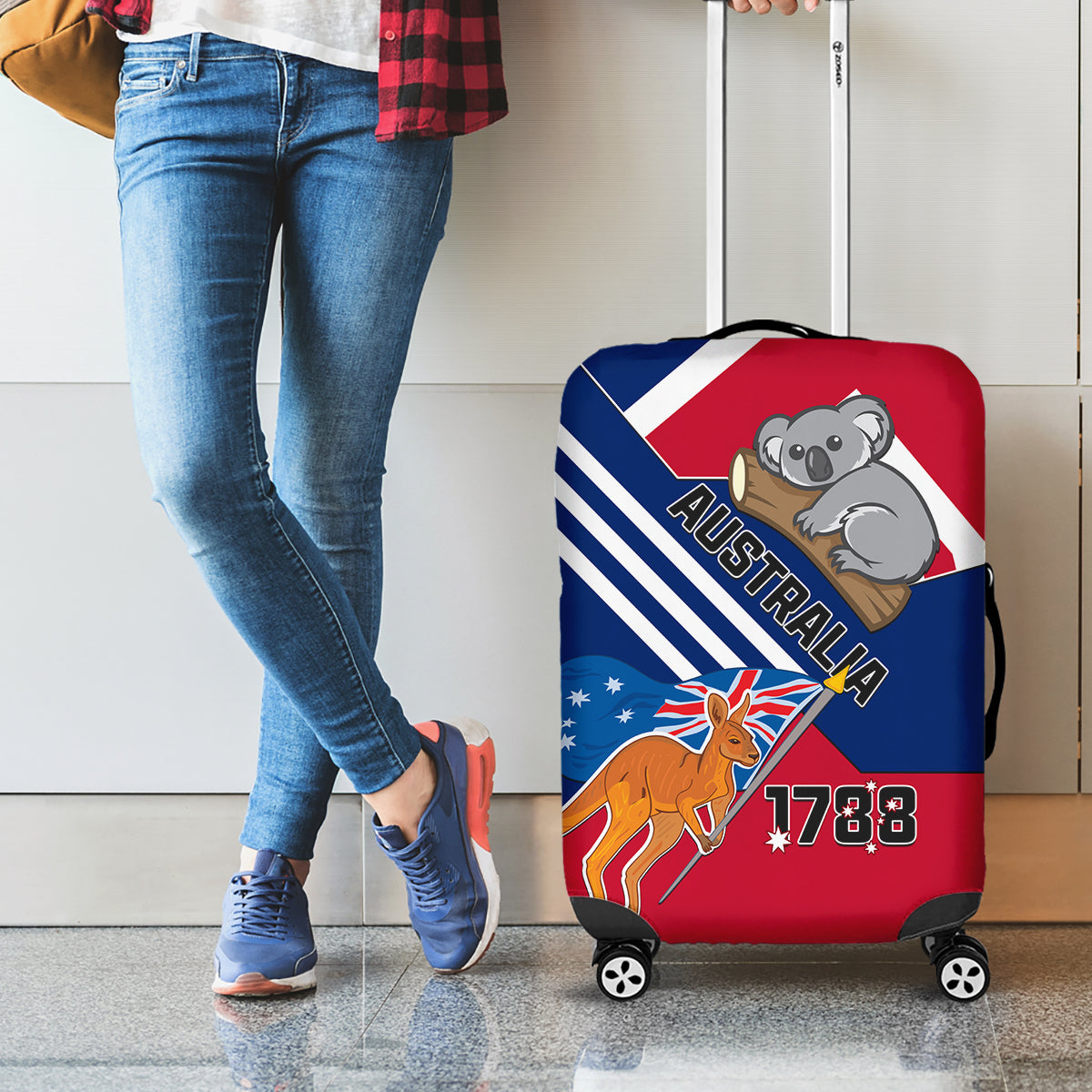 Australia Day Kangaroo and Koala With Flag Luggage Cover - Wonder Print Shop