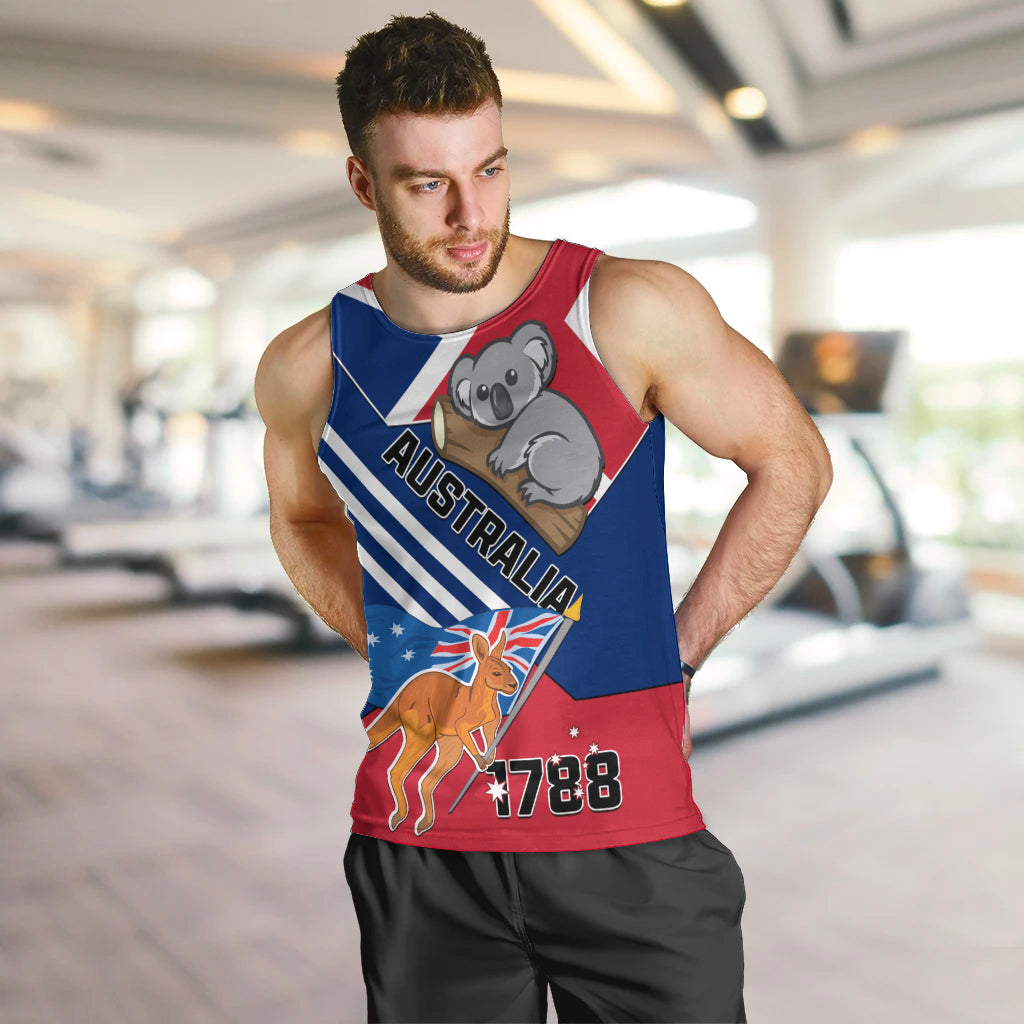 Australia Day Kangaroo and Koala With Flag Men Tank Top - Wonder Print Shop