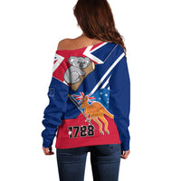 Australia Day Kangaroo and Koala With Flag Off Shoulder Sweater - Wonder Print Shop