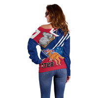 Australia Day Kangaroo and Koala With Flag Off Shoulder Sweater - Wonder Print Shop