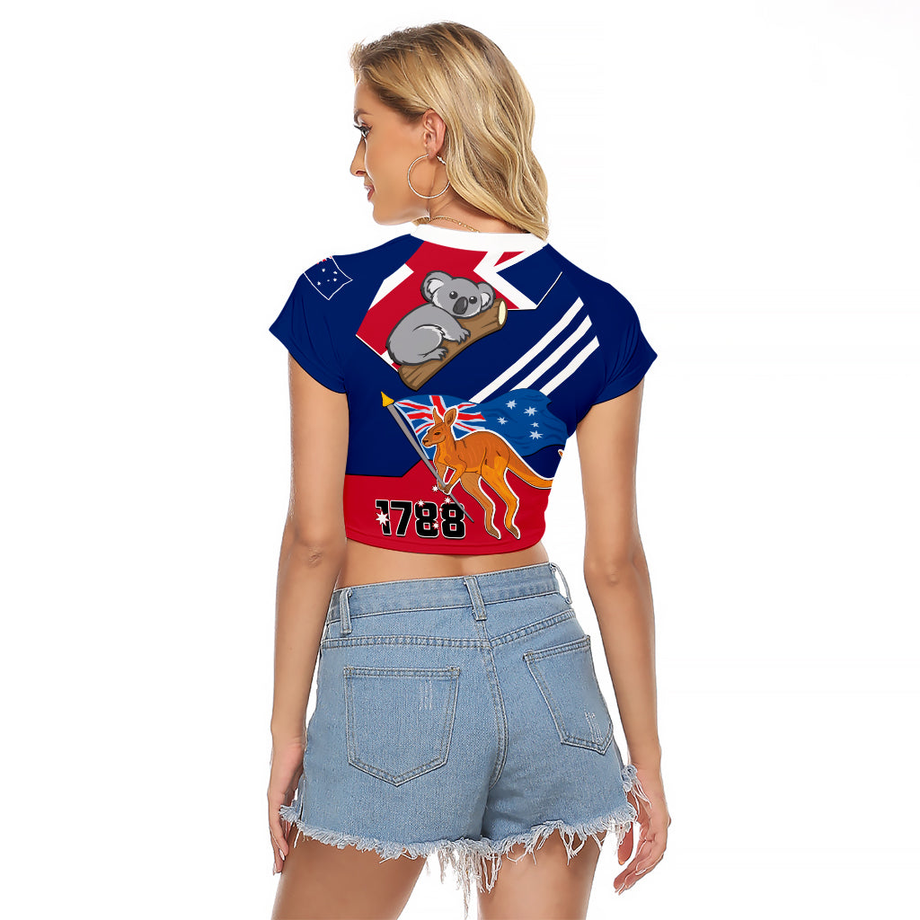 Australia Day Kangaroo and Koala With Flag Raglan Cropped T Shirt - Wonder Print Shop