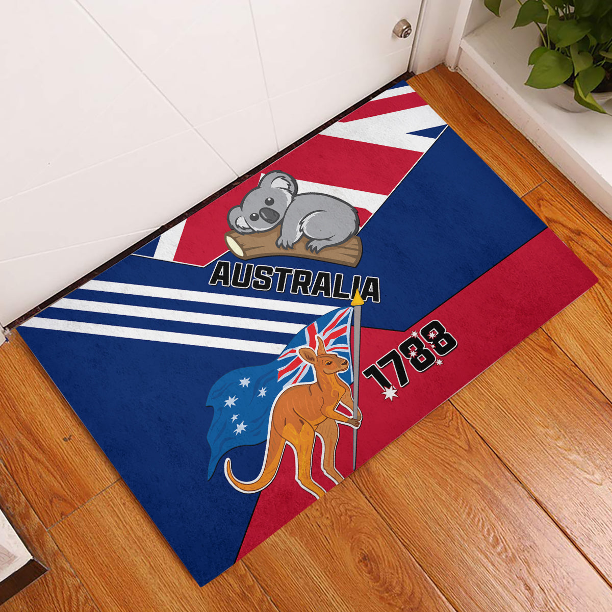 Australia Day Kangaroo and Koala With Flag Rubber Doormat - Wonder Print Shop