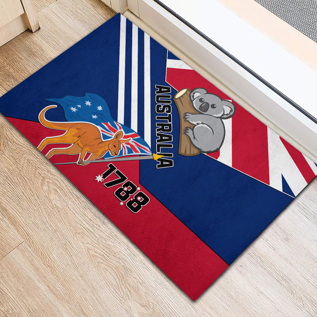 Australia Day Kangaroo and Koala With Flag Rubber Doormat - Wonder Print Shop