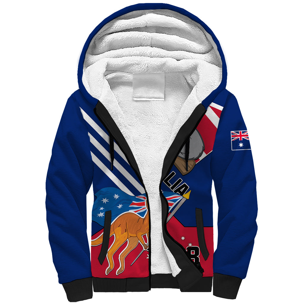 Australia Day Kangaroo and Koala With Flag Sherpa Hoodie - Wonder Print Shop