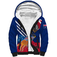 Australia Day Kangaroo and Koala With Flag Sherpa Hoodie - Wonder Print Shop