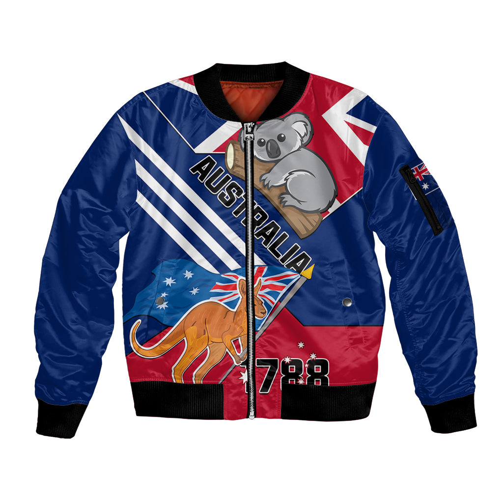 Australia Day Kangaroo and Koala With Flag Sleeve Zip Bomber Jacket - Wonder Print Shop