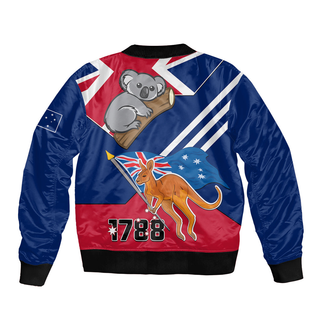 Australia Day Kangaroo and Koala With Flag Sleeve Zip Bomber Jacket - Wonder Print Shop
