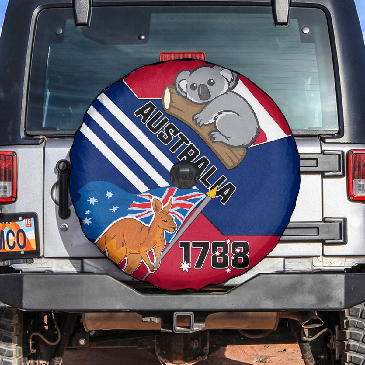 Australia Day Kangaroo and Koala With Flag Spare Tire Cover - Wonder Print Shop
