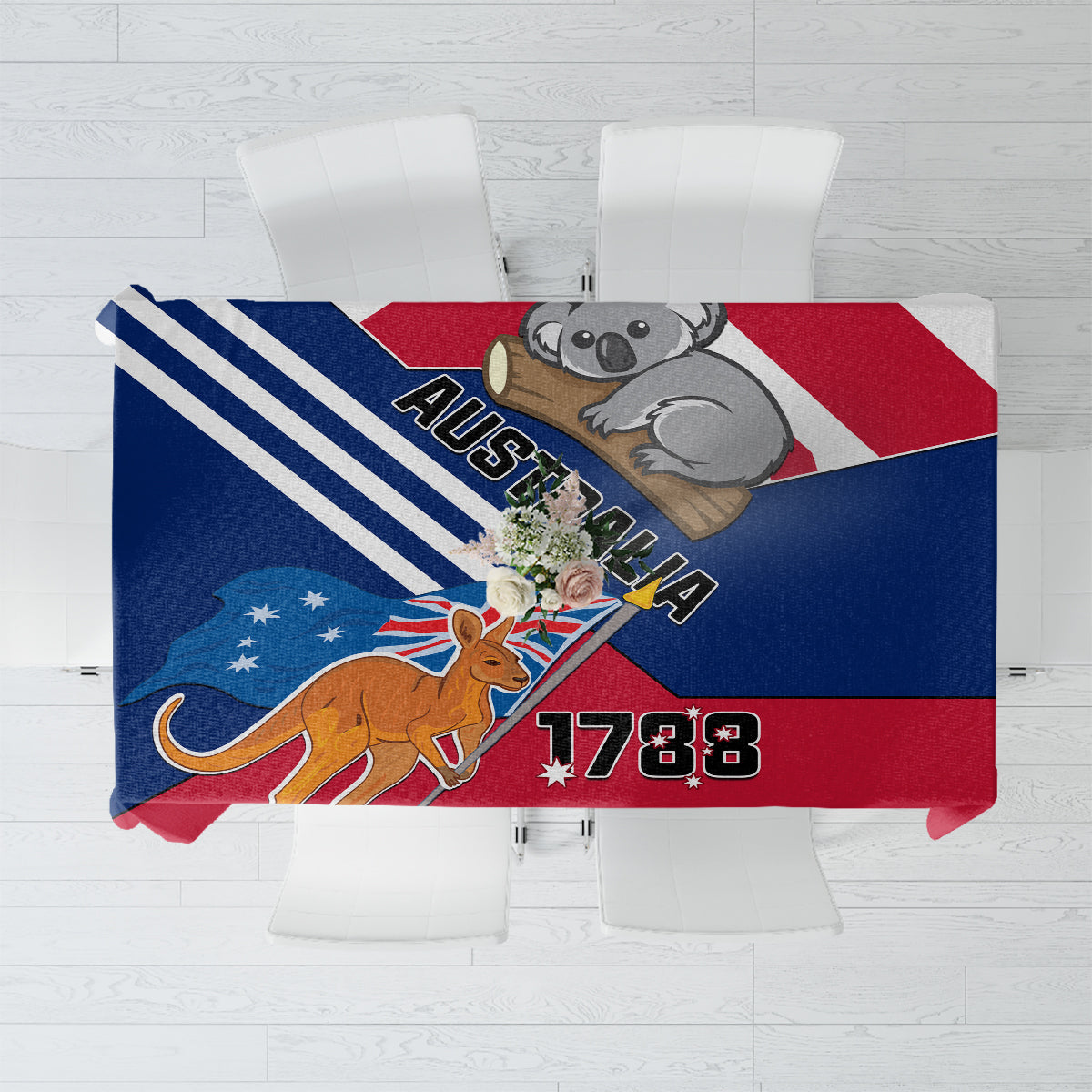 Australia Day Kangaroo and Koala With Flag Tablecloth - Wonder Print Shop