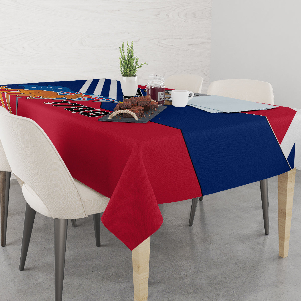 Australia Day Kangaroo and Koala With Flag Tablecloth - Wonder Print Shop