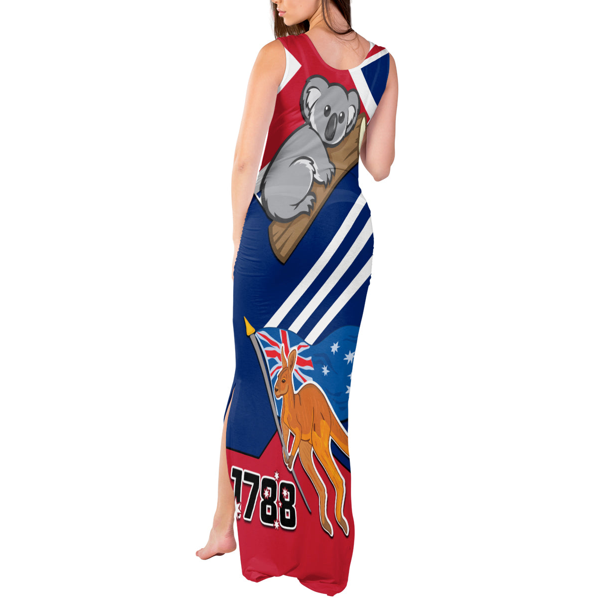Australia Day Kangaroo and Koala With Flag Tank Maxi Dress - Wonder Print Shop