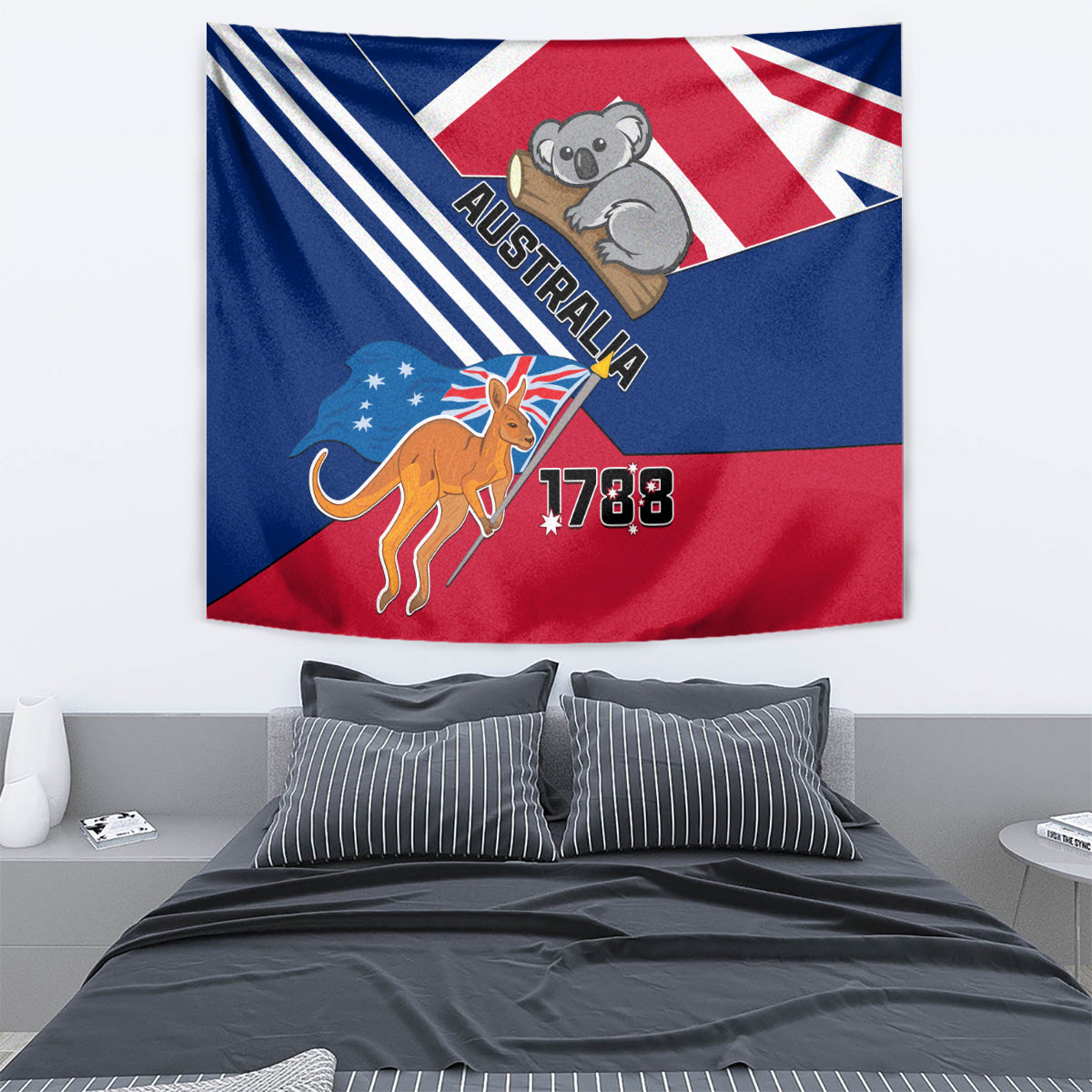Australia Day Kangaroo and Koala With Flag Tapestry - Wonder Print Shop